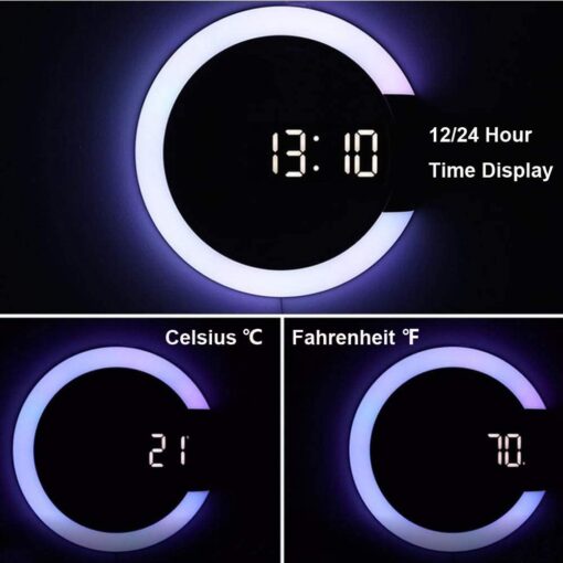 CC Led Light Wall Clock with Alarm and Remote - Image 5