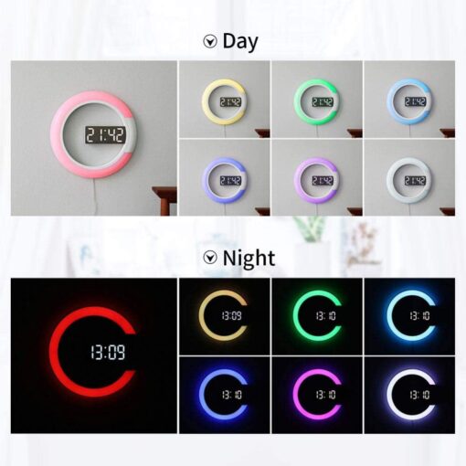 CC Led Light Wall Clock with Alarm and Remote - Image 2