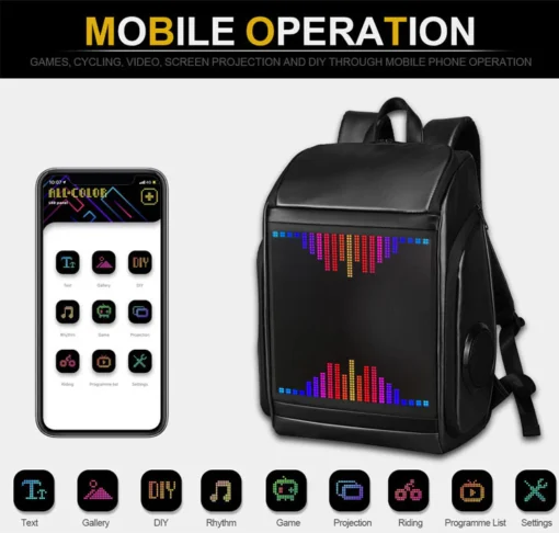 LED Backpack App Control With Bluetooth Speaker