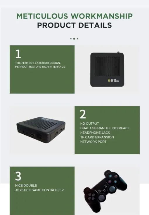 G11 Pro Game Box Console, 4k, Wifi, 40000 Games, Dual System, 128gb , upgraded system, two wireless controllers ps1/n64 - Image 6