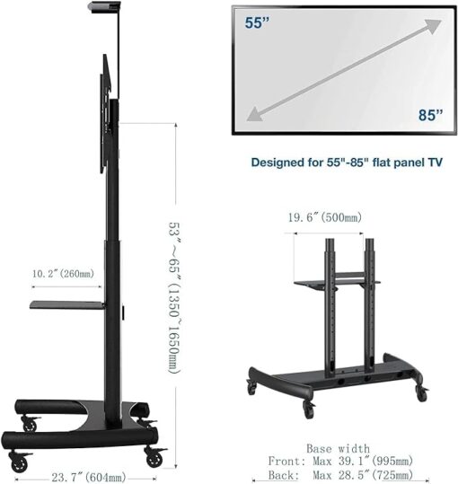 Mobile TV Cart TV Stand with Wheels for 55" - 90" Inch - Image 4