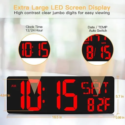 Large Digital Wall Clock 16.5 Inch - Image 6