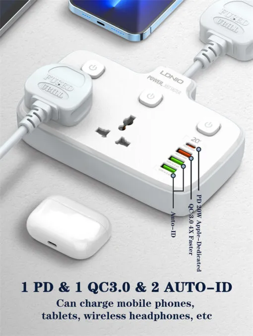 Ldnio Sc2413 2 Universal Outlet Power Sockets - Image 2