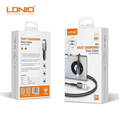 LDNIO LS592 USB-C Fast Charging Data Cable 2M - Image 2