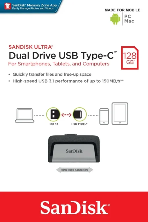 SanDisk Ultra Dual Drive Usb Type C 3.1 128gb