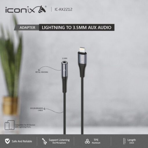 Iconix AX2212 Lightning 3.5 Aux Audio Jack