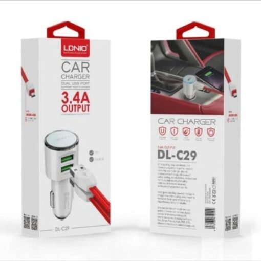 LDNIO DL-C29 3.4a Car Charger- 2 USB Ports