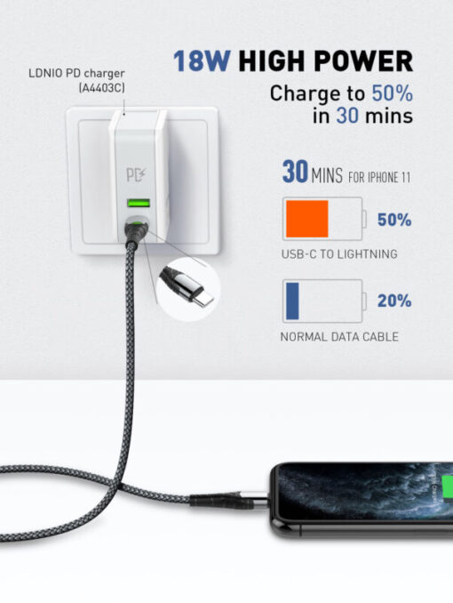 LDNIO Type-C Cable LC111 to Lightning - Image 3