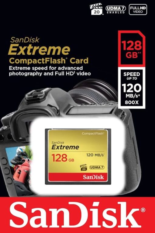 Sandisk Extreme Compact Flash Card 128Gb 120mb/s