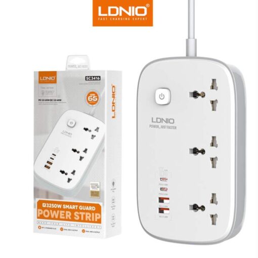 Ldnio Sc3416 65w PD 3 Sockets/ 2 USB Power Strip - Image 3