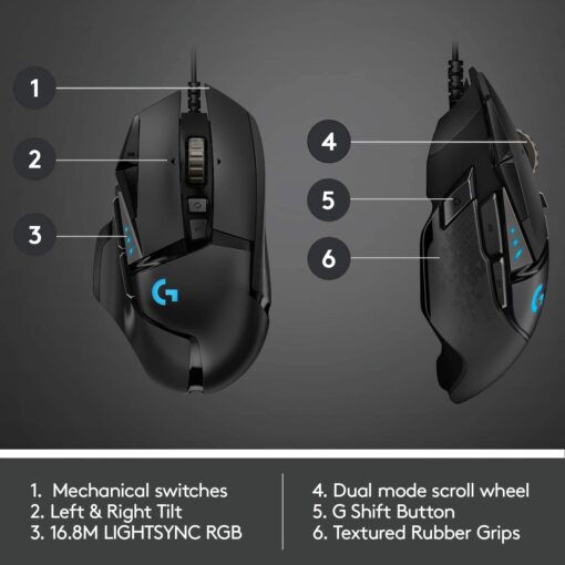 Logitech G502 HERO High Performance Wired Gaming Mouse - Image 3