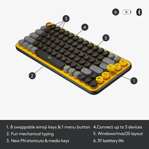 Logitech Pop Keys Wireless Mechanical Keyboard - Image 2