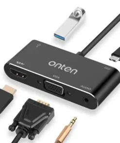 Onten OTN-9573S USB-C to Hdmi/Vga/Audio Hub 4K