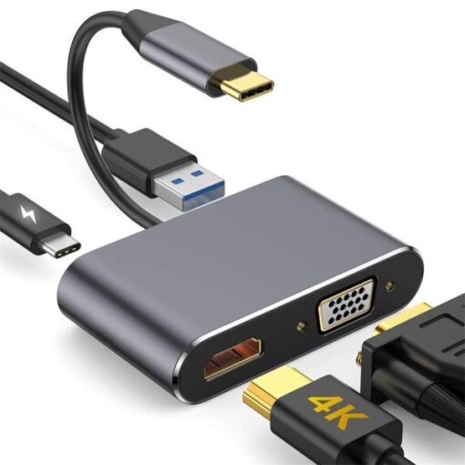 Type C 2 in 1 To HDMI 4k + Vga Adapter 4k UHD V187A