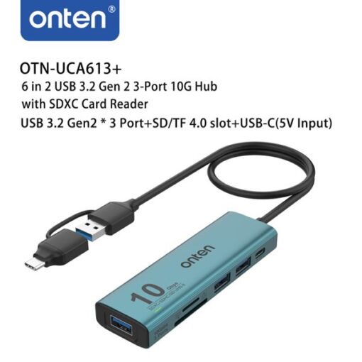 Onten OTN-UCA613+ 6 in 2 Usb 3 Ports Hub 10gbps