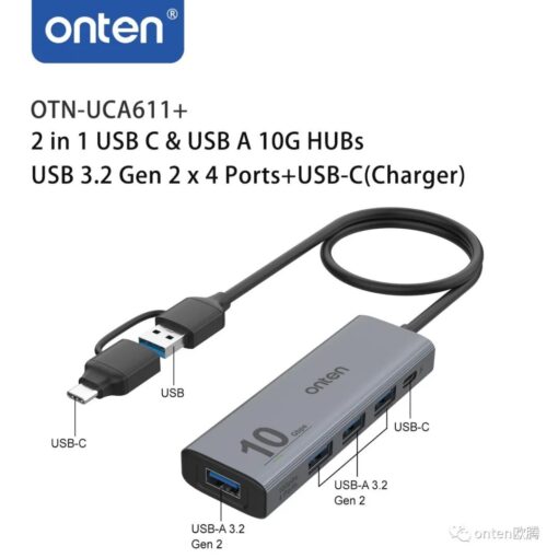 Onten Otn-UCA611+ 5 in 2 USB 4 Ports Hub 10gbps - Image 2