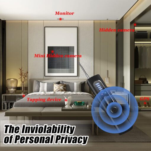 Spy Camera Detector, Anti-Spy Detector, Hidden Device GPS Detector, Camera Detector, Bug Detector, Privacy Protector, RF Wireless Signal Scanner for Hotels Office Home Travel, 5 Levels Sensitivity - Image 2