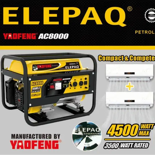 Elepaq Yaofeng AC8000, 4.3kva (3500w) Manual Generator - Image 3