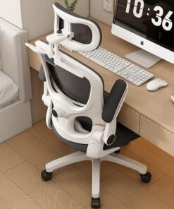 Ergonomic Design Office Chair With Lumber Support- White & Black