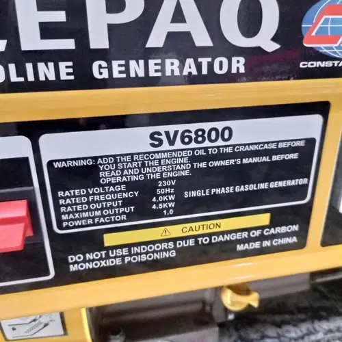 Elepaq Constant SV6800, 4.5kva Manual Generator! - Image 4