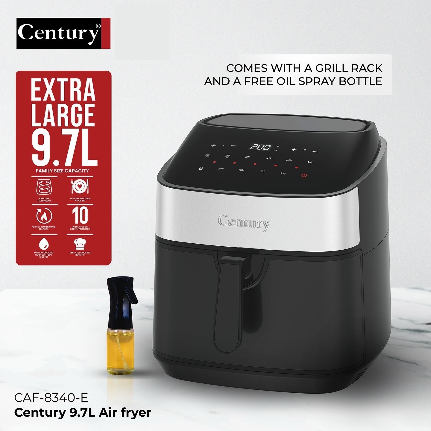 Century 9.7L Digital Air Fryer CAF-8340-E - Image 3